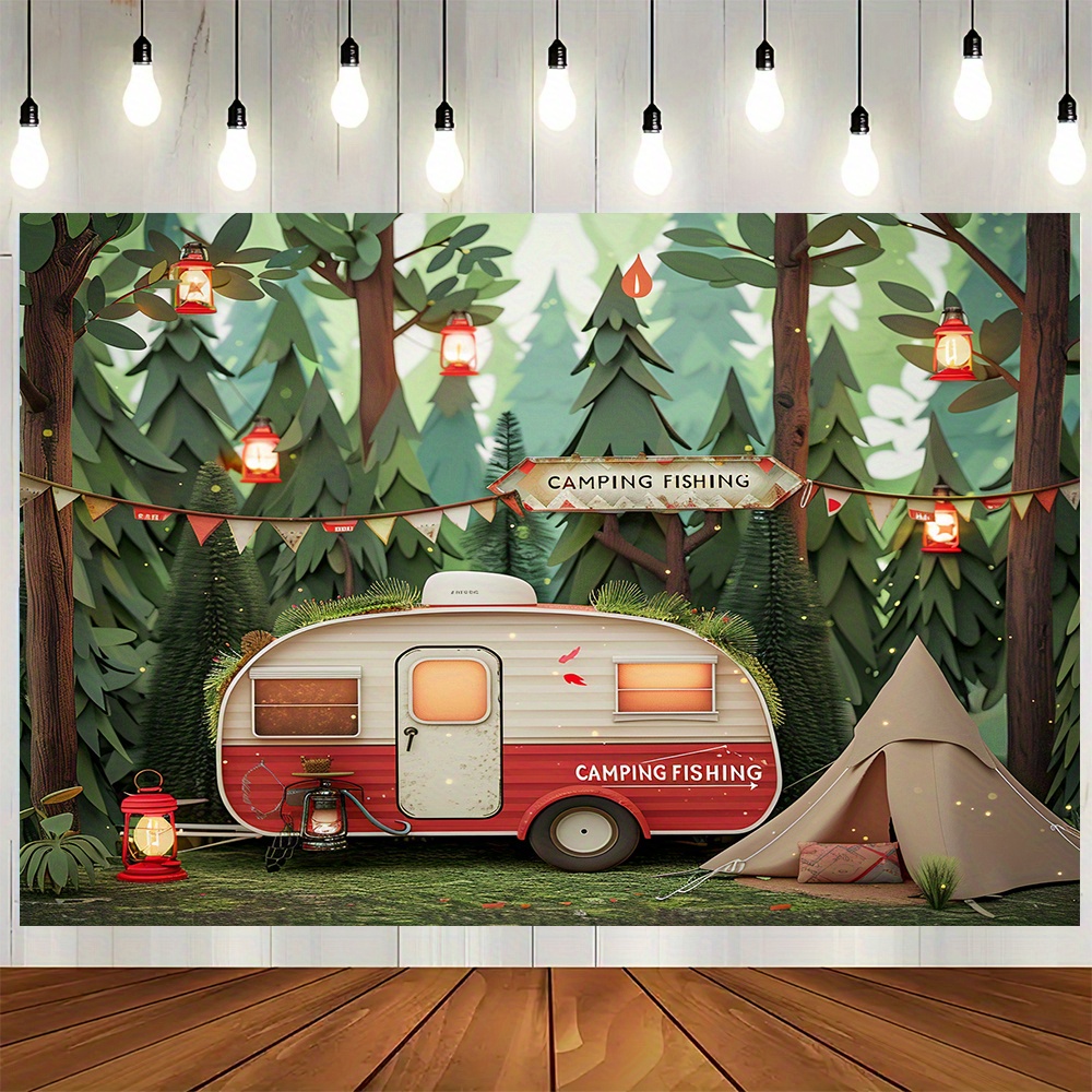 Polyester Jungle camping theme - Outdoor Adventure Background review and price